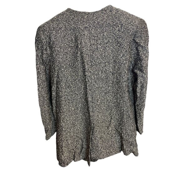 Hand Sewn Black Brown Textured Tweed Single Button Blazer Sz 12 - Picture 2 of 10